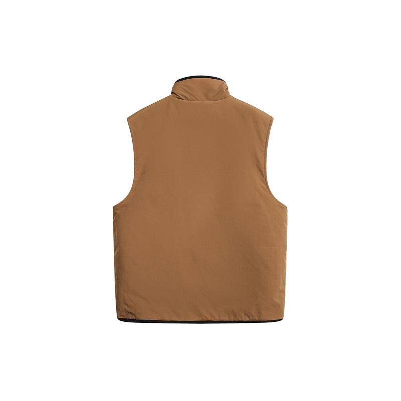Unisex Padded Fleece Vest in Norwegian Design with Stand Collar and Two-Way Zipper Chichicherry