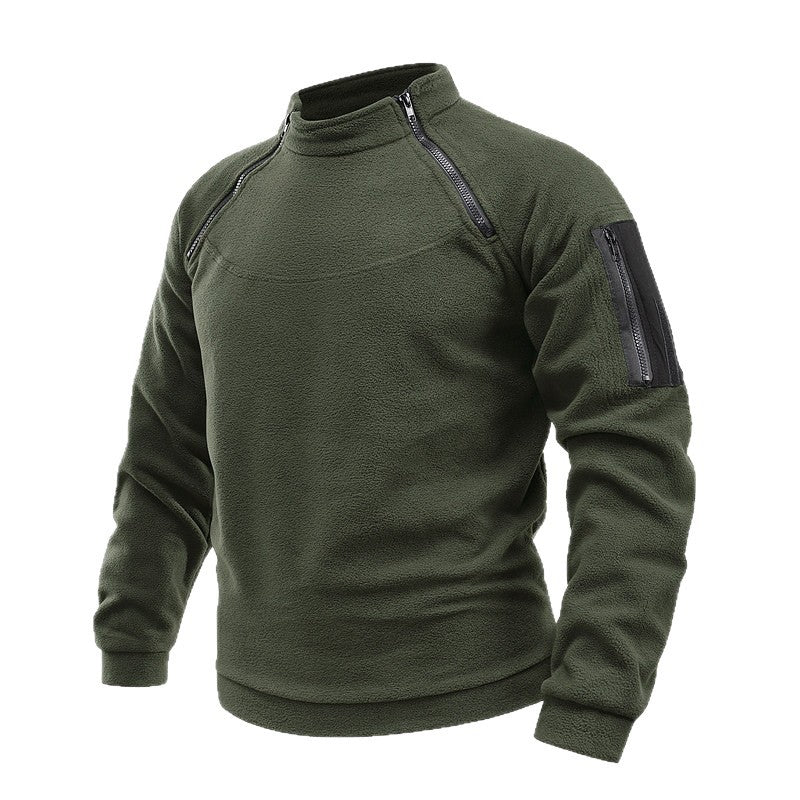 Men's Thermo-Tactical Sweatshirt with Fleece Lining, Zip Shoulders & Arm Pocket Chichicherry