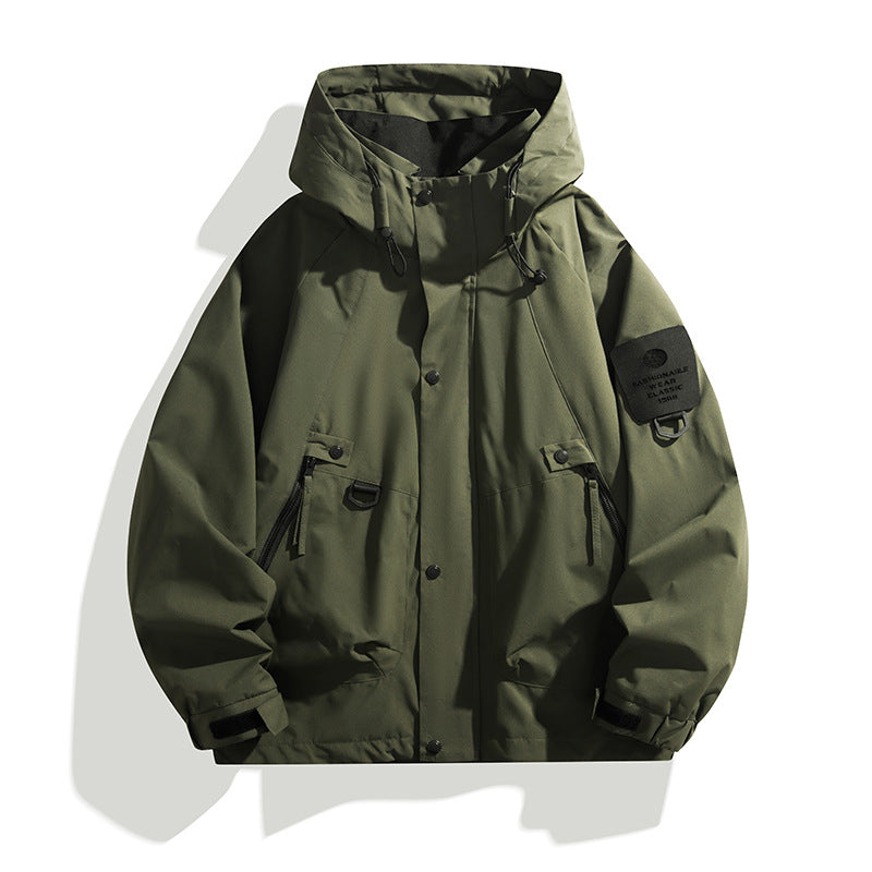 Men's Technical Oversized Field Jacket with water-repellent membrane, utility rings, and concealed snap button placket Chichicherry