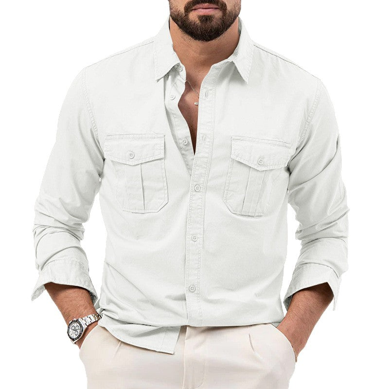 Men's shirt with chest pockets and Kent collar, casual regular fit made of cotton mix Chichicherry