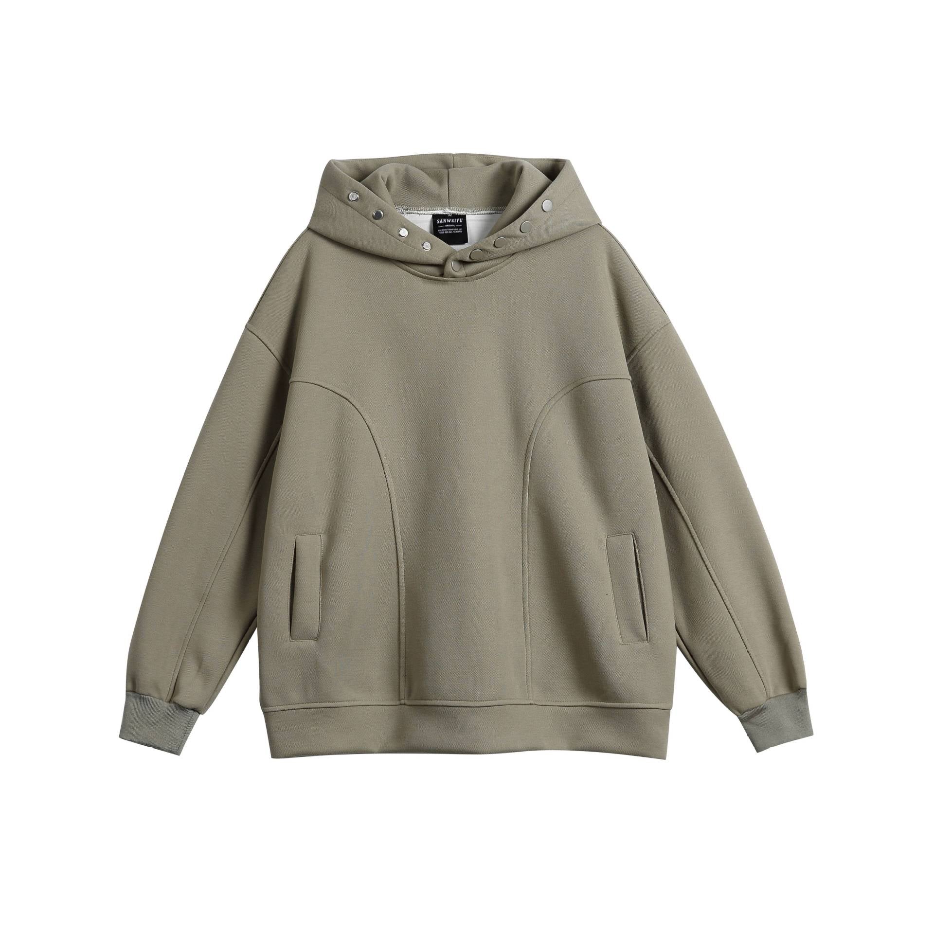 Unisex Oversize Hoodie with Snap Funnel and Seams Chichicherry