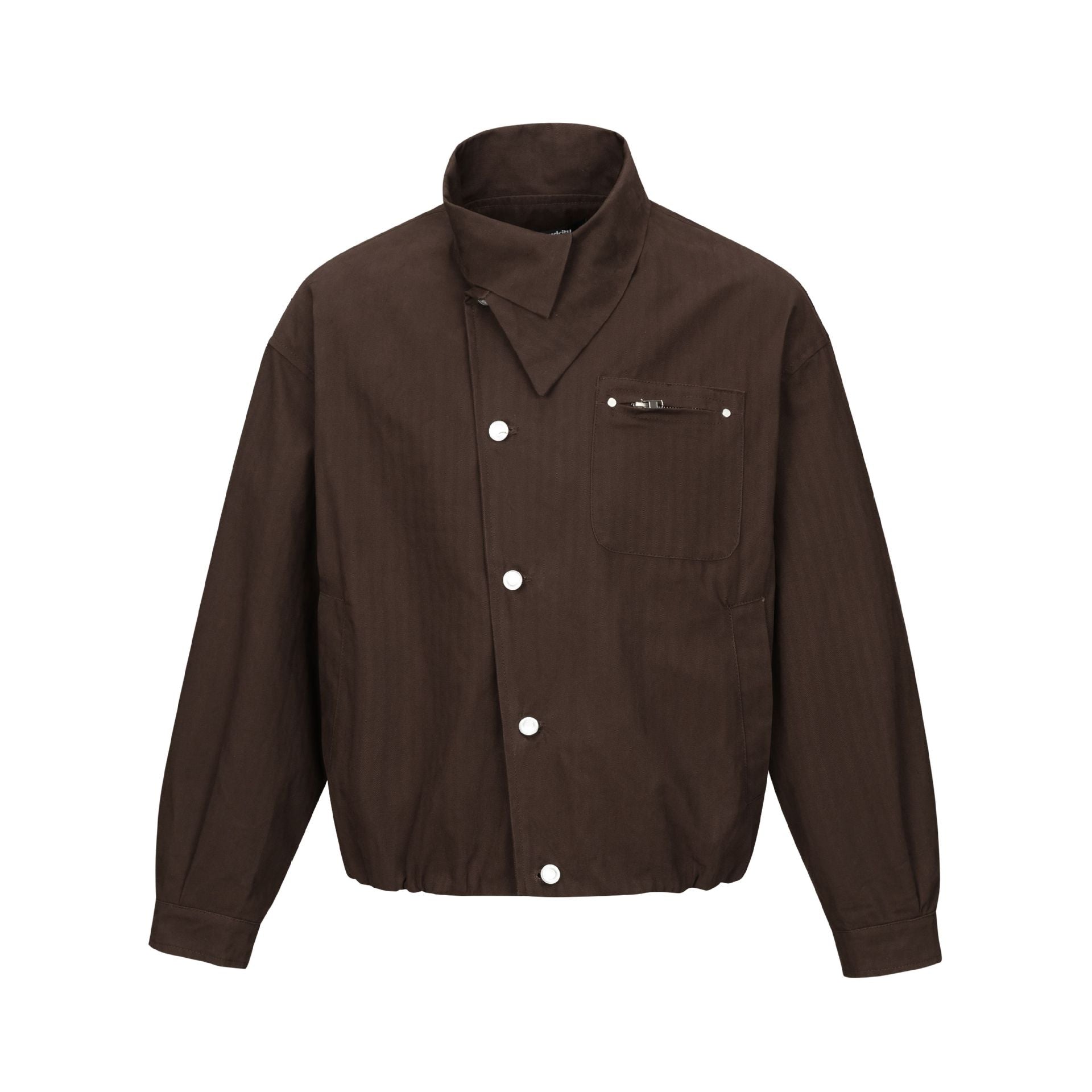 Men's short-cut canvas blouson with high stand-up collar and snap button placket Chichicherry