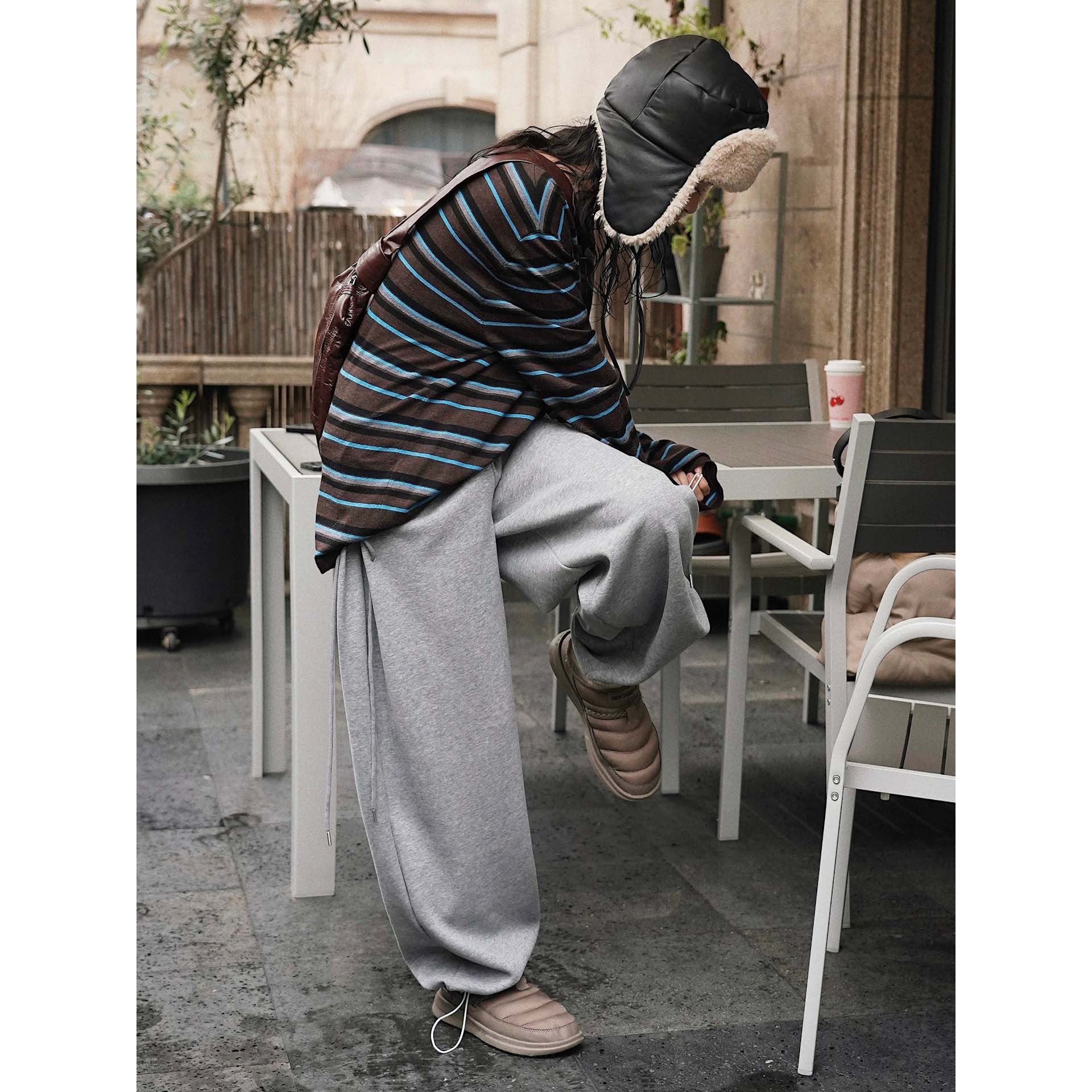 Women wide high-waisted palazzo pants with side lacing Chichicherry