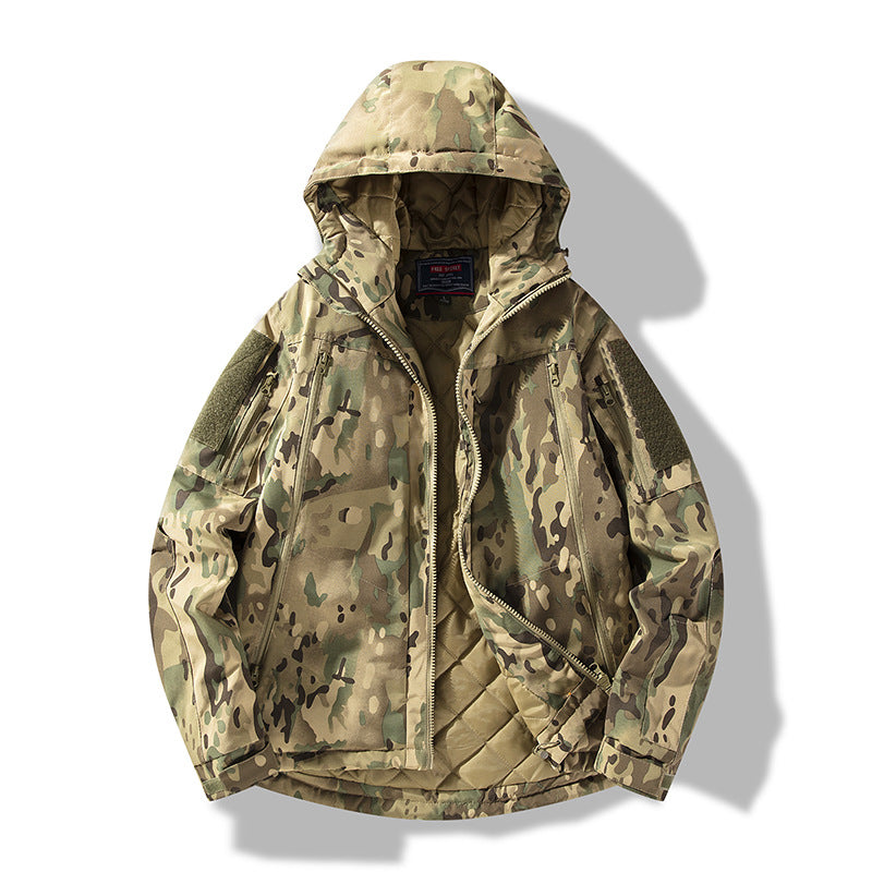 Men's quilted tactical winter jacket with hood and water-repellent outer material Chichicherry