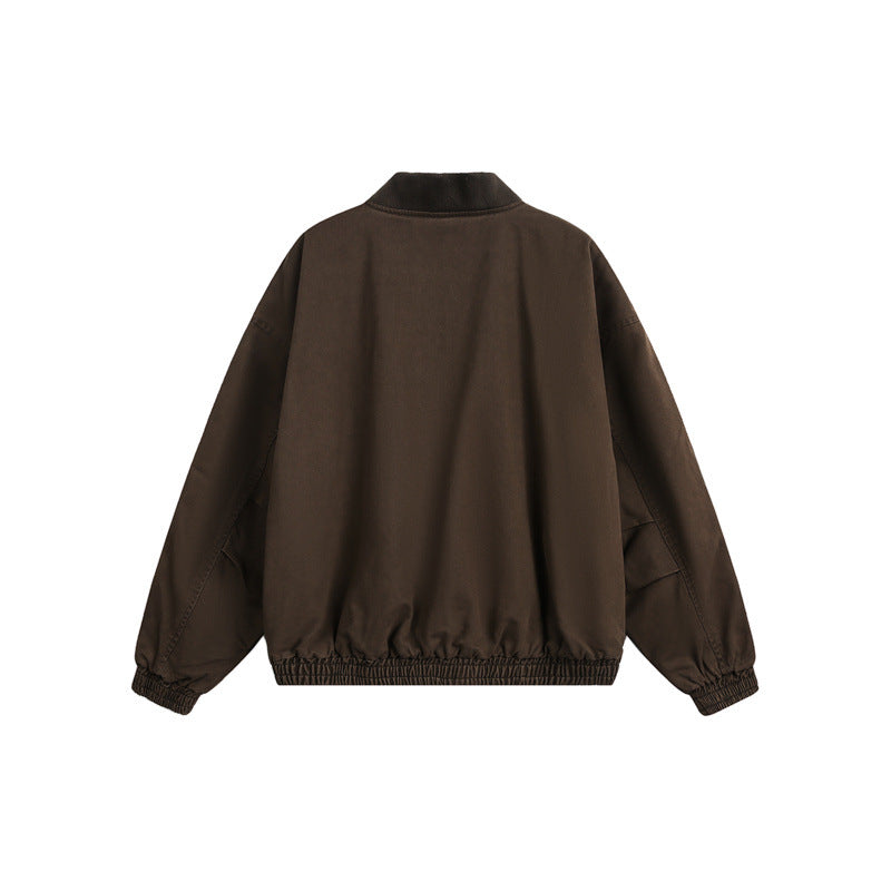 Unisex short-cut boxy bomber jacket made of cotton blend with zipper and elastic hem Chichicherry