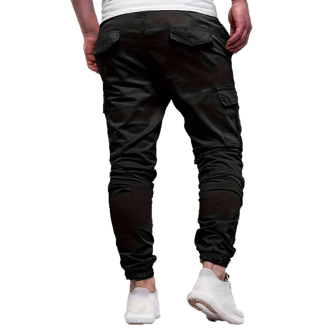 Men's Tapered Cargo Jogging Pants with Drawstring, Ankle Cuff & Multiple Pockets Chichicherry