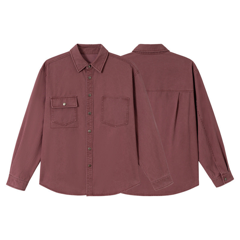 Women's relaxed shirt jacket made of cotton twill with asymmetric breast pocket Chichicherry