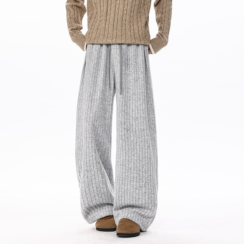 Women's loosely cut ribbed knit pants with drawstring waistband and extra wide leg Chichicherry