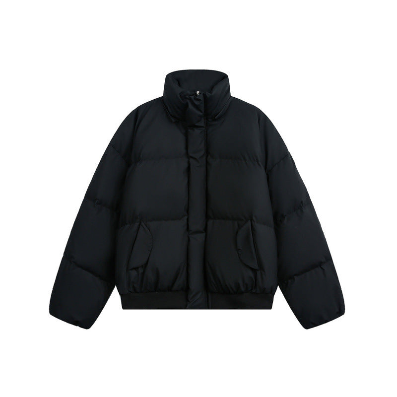 Women short quilted bomber jacket with hood and faux fur trim Chichicherry