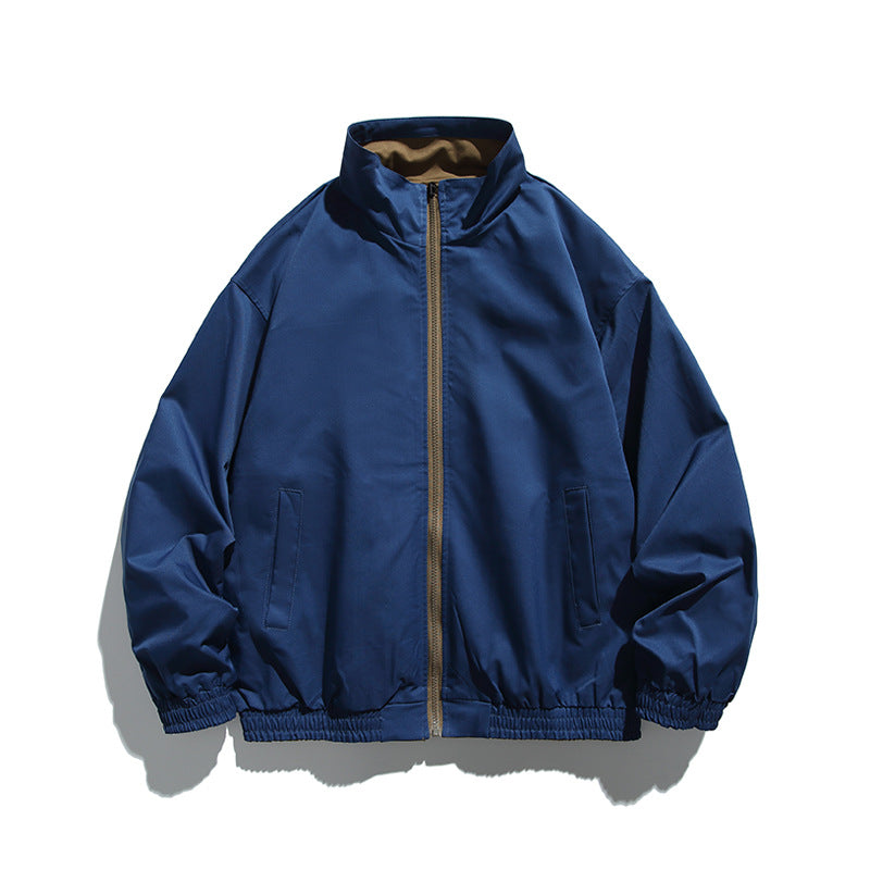Unisex Boxy transitional jacket made of technical cotton blend with stand-up collar, front zipper, and concealed chest flap Chichicherry