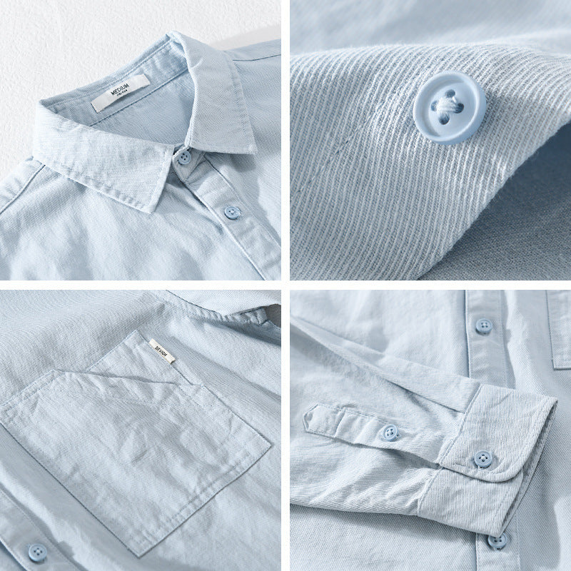 Men's Lightweight Structured Cotton Overshirt with Chest Pocket and Relaxed Fit Chichicherry
