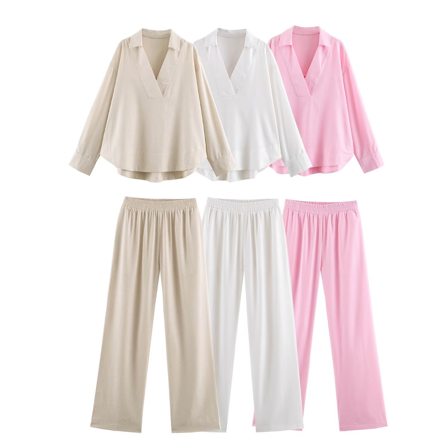Women's Wide Lounge Pants with Elastic Waistband and Flowing Viscose Quality Chichicherry
