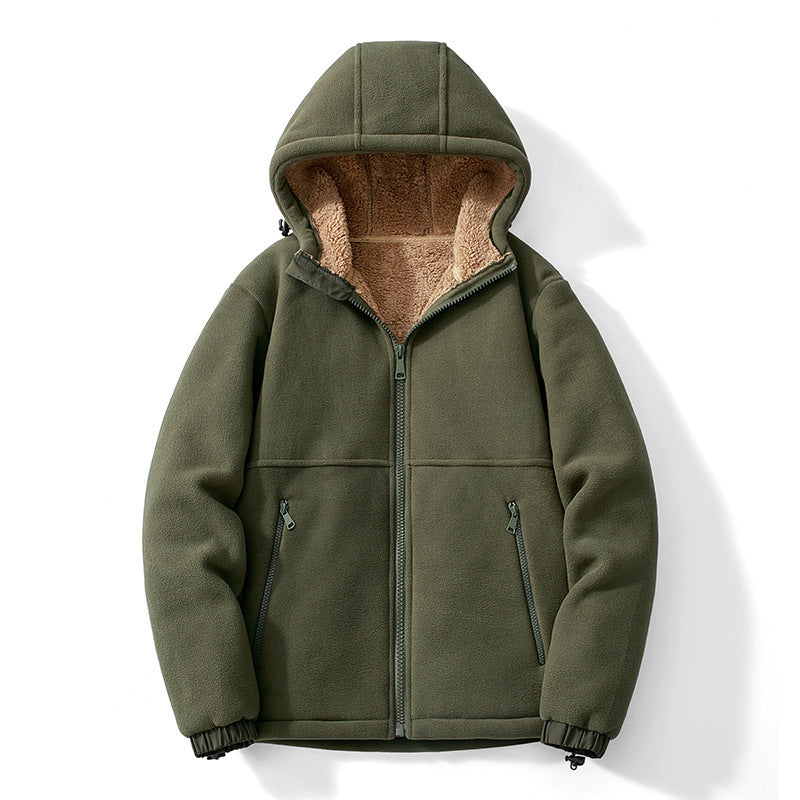 Men's hooded fleece jacket with teddy inner lining, full zip and windproof cuffs Chichicherry
