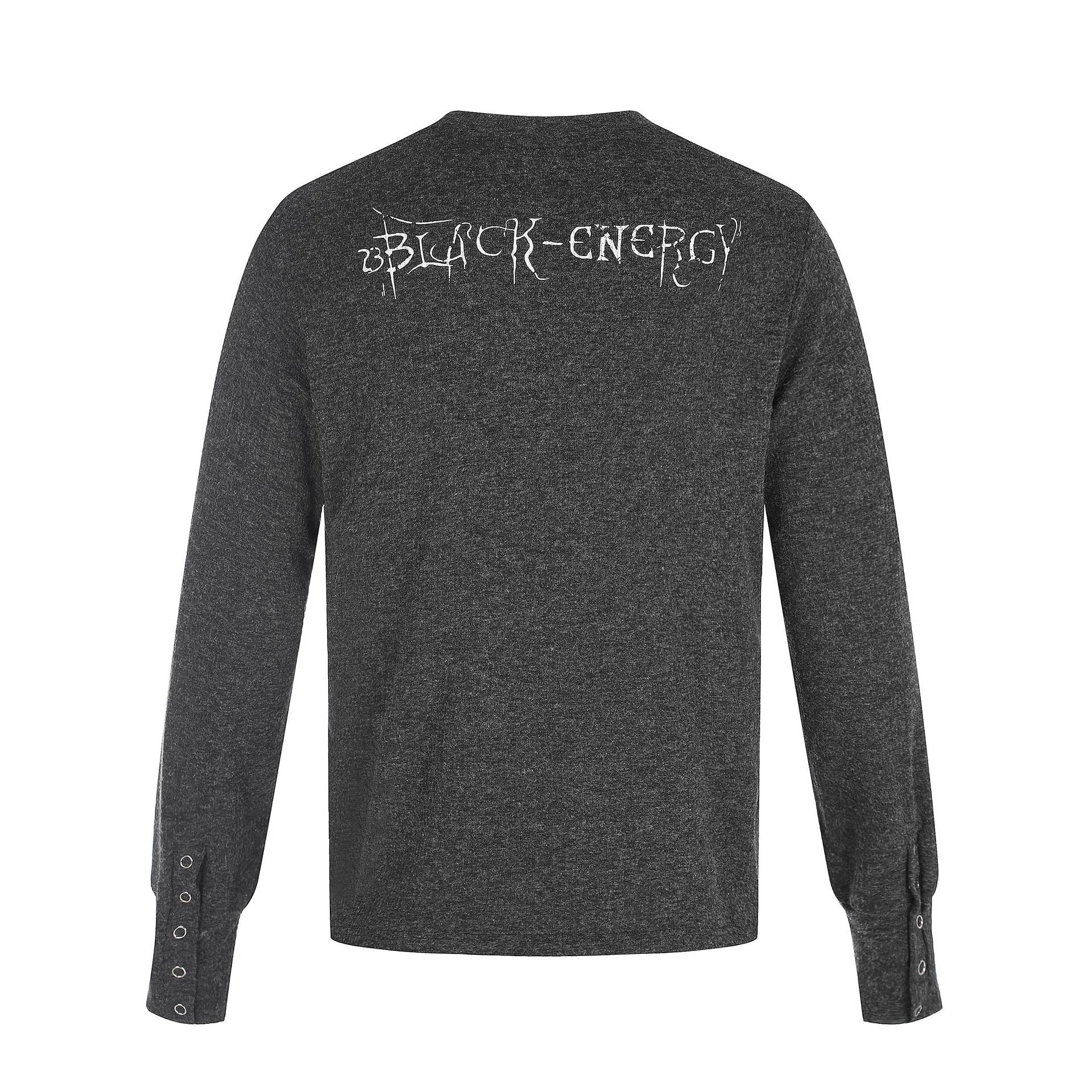 Men's Printed Long Sleeve Henley Shirt made of Soft Jersey with Snap Placket Chichicherry