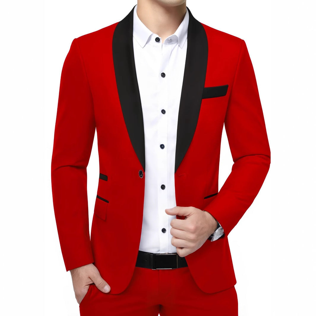 Men's Slim Fit Evening Suit Jacket in Tuxedo Style with Shawl Collar Chichicherry