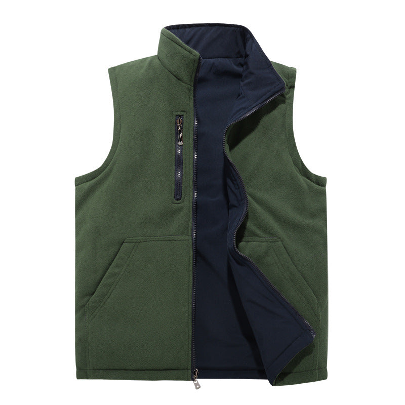 Men's softshell vest with fleece lining, windproof outer layer and high stand-up collar Chichicherry