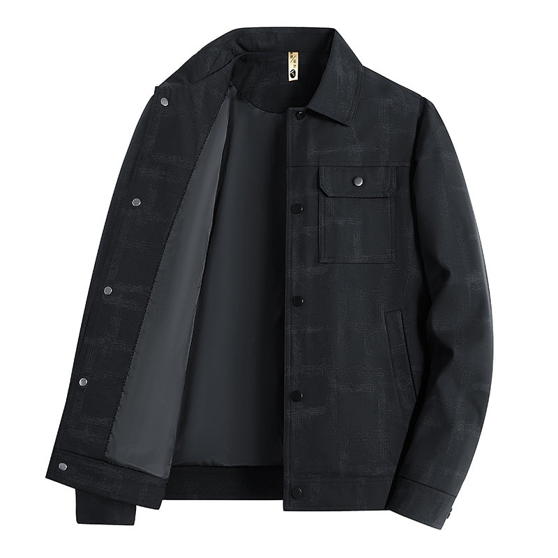 Men's Lightweight Overshirt Jacket with Subtle Reptile Print and Snap Closure Chichicherry