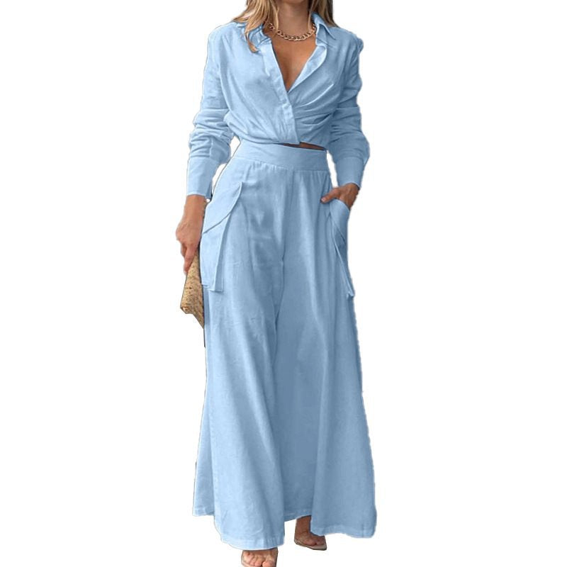 Women's Wide Palazzo Pants with Extra Wide Leg, High Waist and Side Pockets Chichicherry