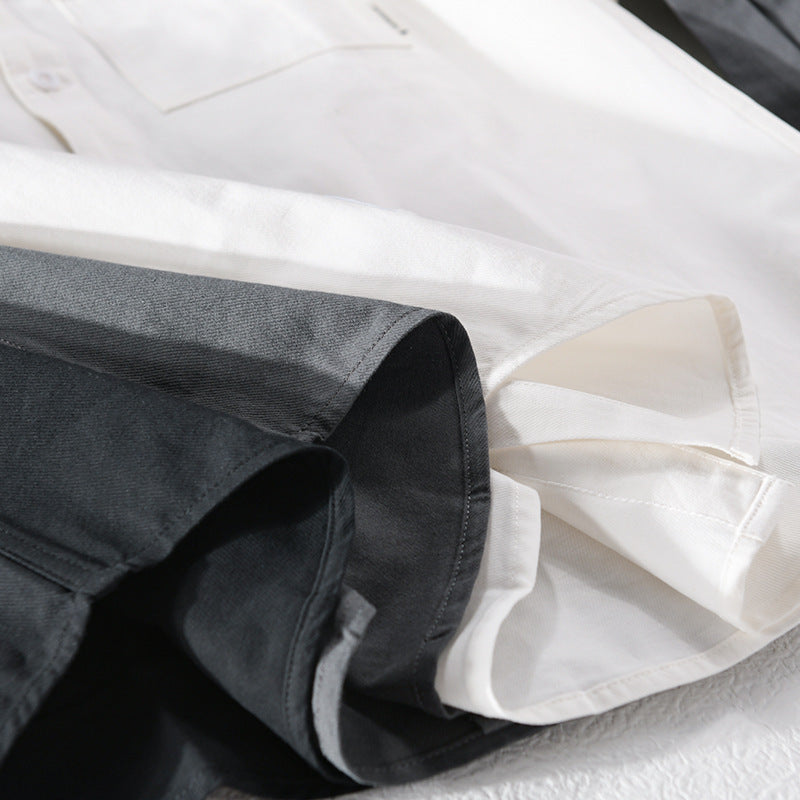 Men's Loose Shirt Jacket Overshirt made of Soft Twill with integrated Layer T-Shirt and sewn-on Chest Pocket Chichicherry