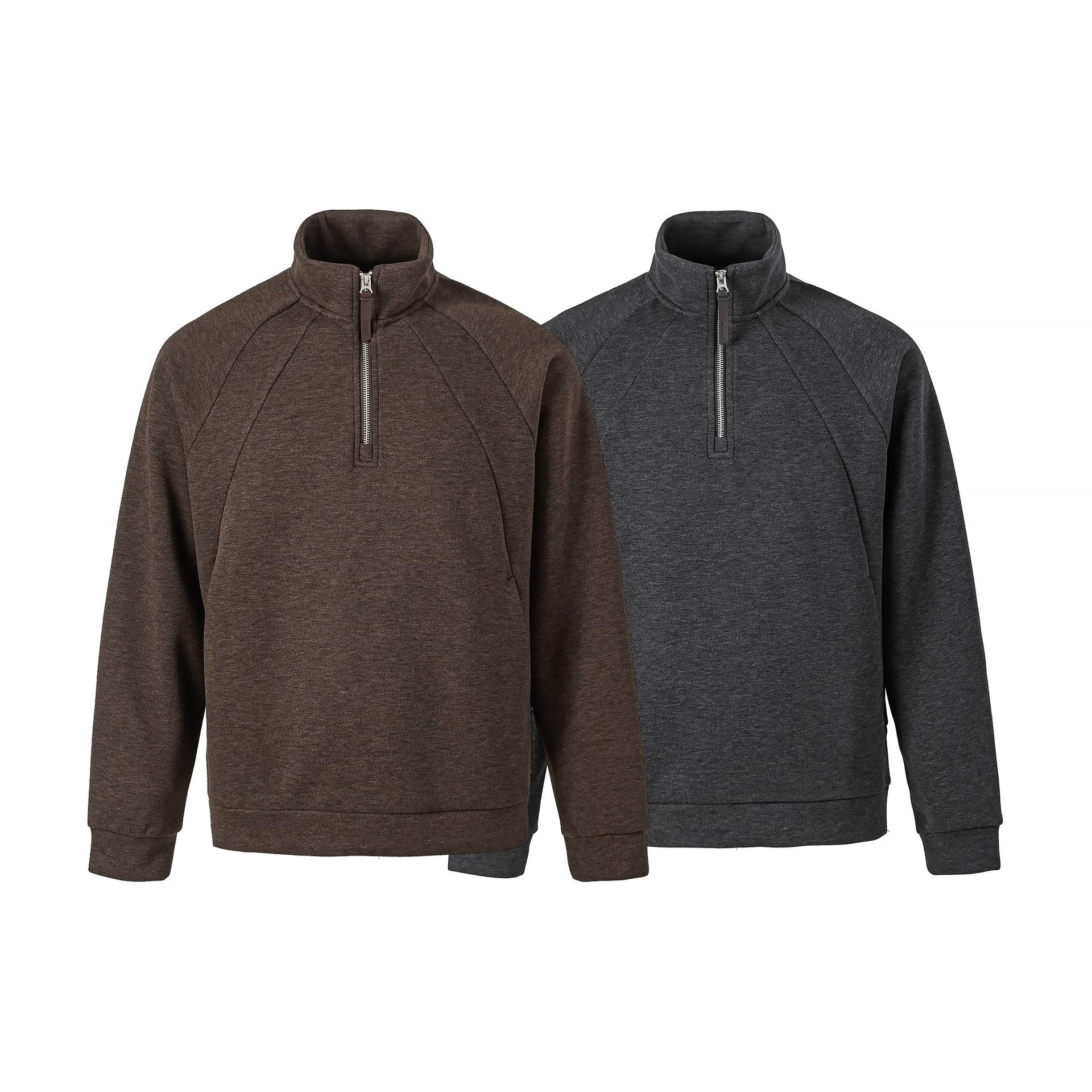 Unisex Half-Zip Oversize Sweatshirt with Stand Collar and Raglan Sleeves Chichicherry