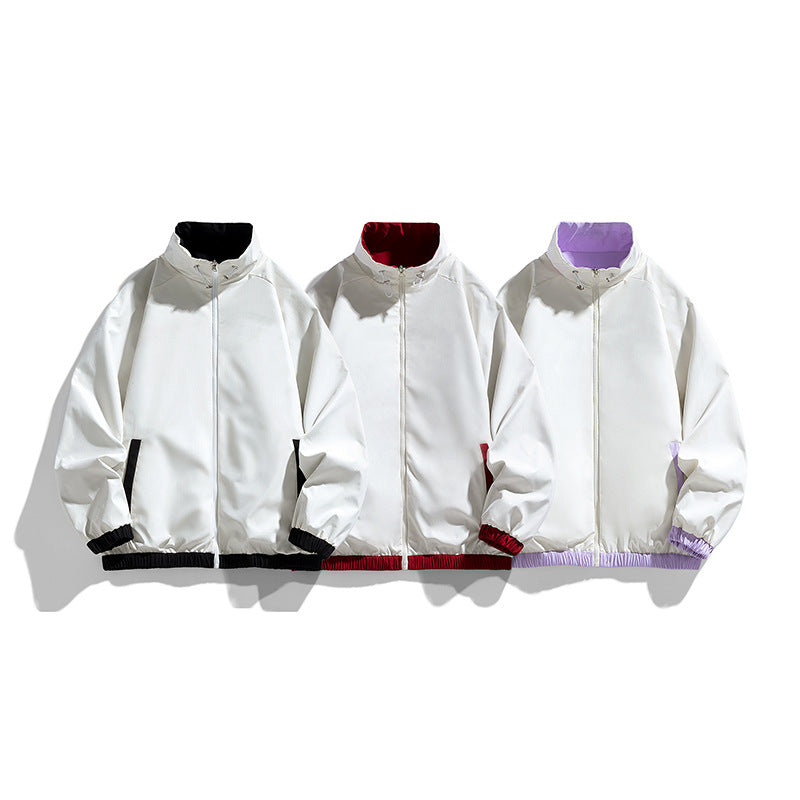 Ladies Lightweight Oversized Training Jacket with Stand-Up Collar, Contrast Stripes and Elastic Hem Chichicherry