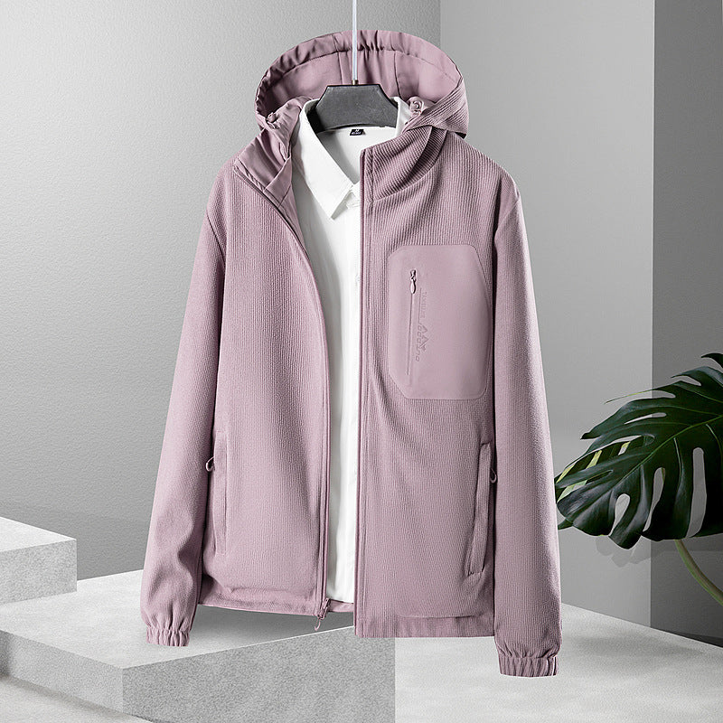 Women's lightweight waterproof softshell jacket with hood and chest zipper pocket Chichicherry