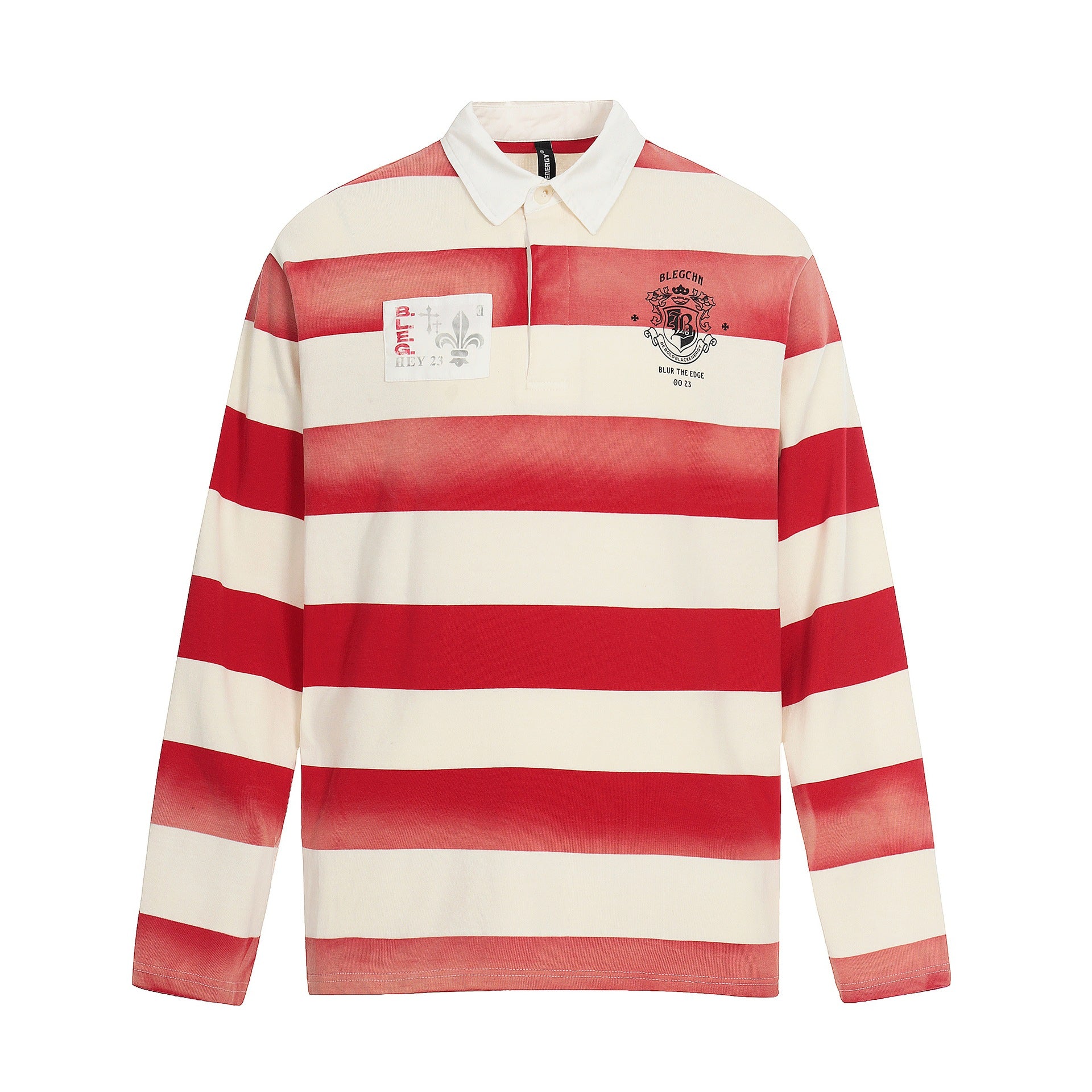 Men's Oversize Rugby Shirt with Polo Collar and Wide Stripe Pattern Chichicherry