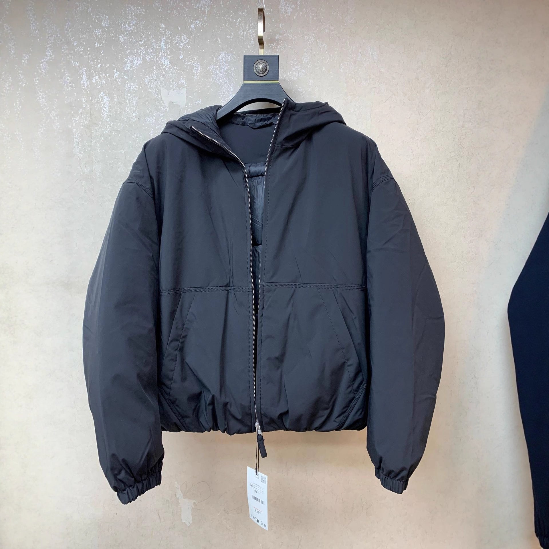 Men's Boxy Short Jacket with Hood, Elastic Hem and Concealed Zipper Chichicherry