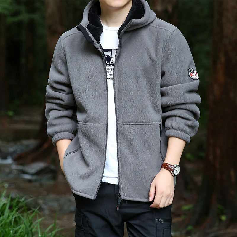 Men's outdoor fleece jacket with hood, full zip and zip pockets Chichicherry