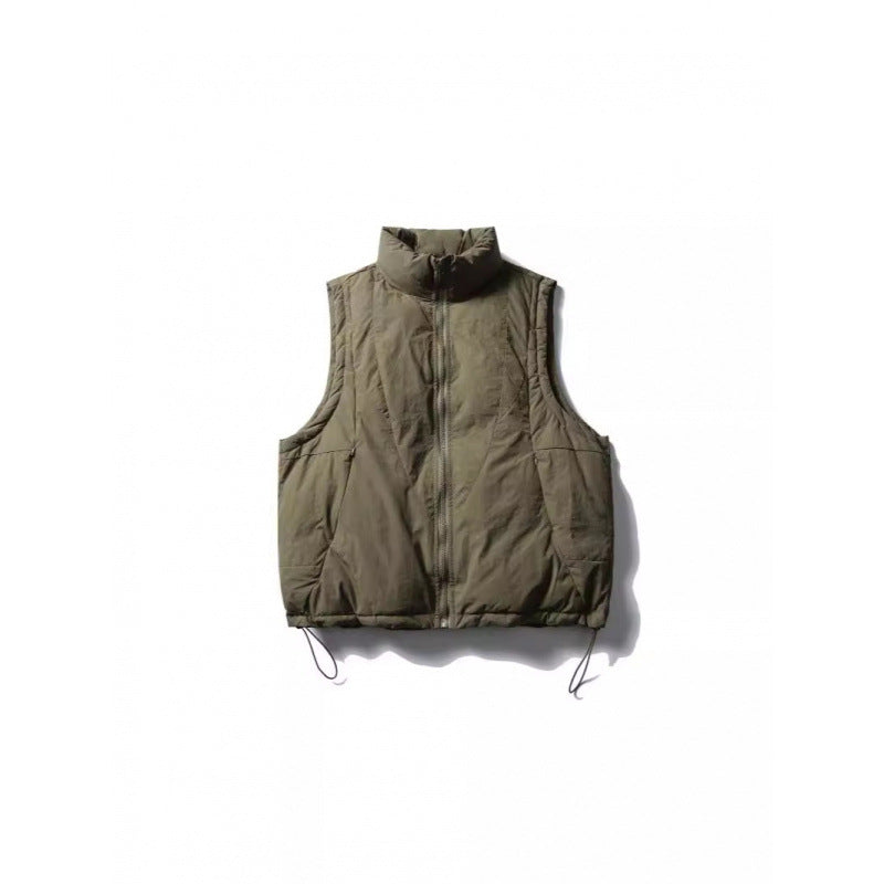 Ladies Lightly Padded Sleeveless Stand Collar Vest with Drawstring Hem Chichicherry