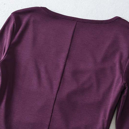 Women Layered Look Shirt with Knot Front, Three-Quarter Sleeves and Integrated Under Top Chichicherry