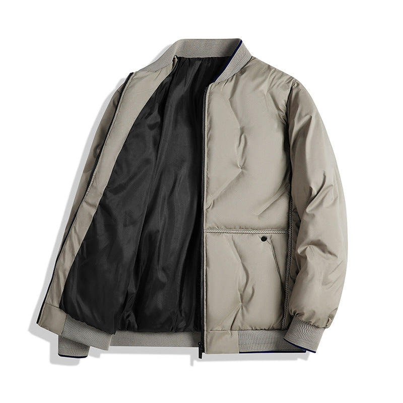 Men's Minimalist Thermal Bomber Jacket with Smooth Lining and Concealed Zipper Placket Chichicherry
