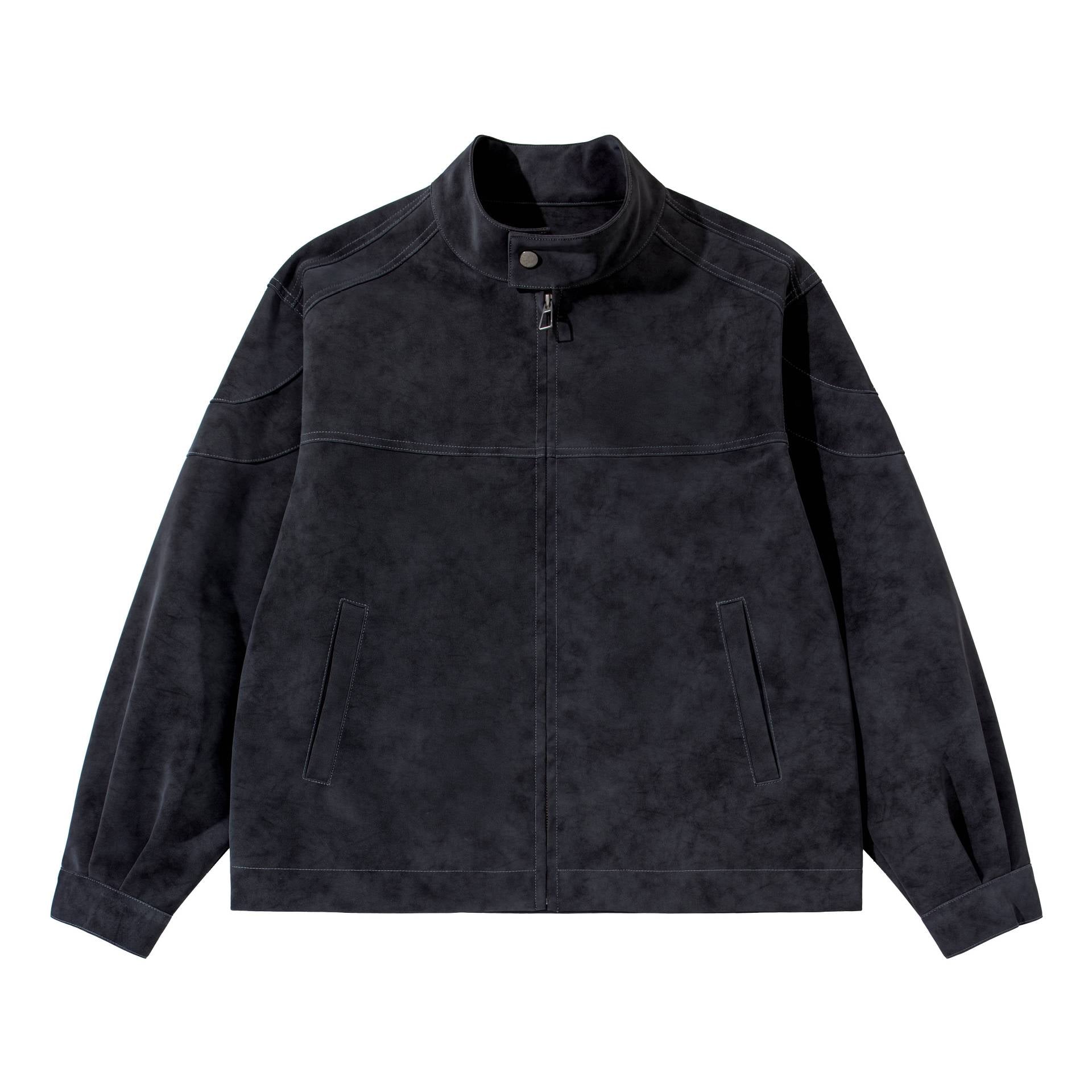 Men's short blouson in suede look with stand-up collar and concealed zipper Chichicherry