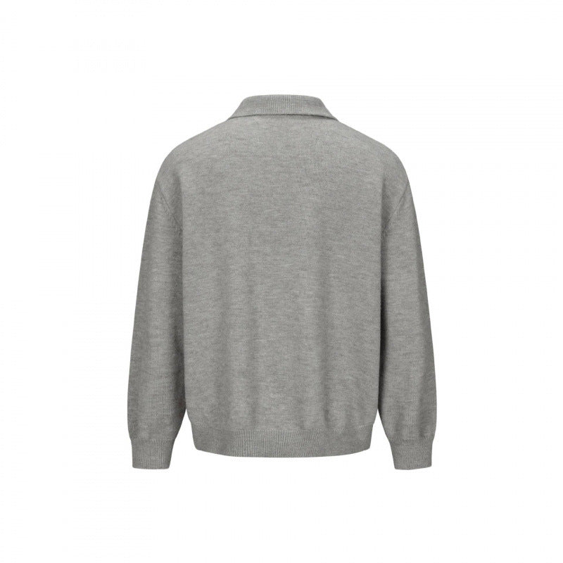 Men's knitted shirt jacket with shirt collar, full button placket and ribbed cuffs Chichicherry