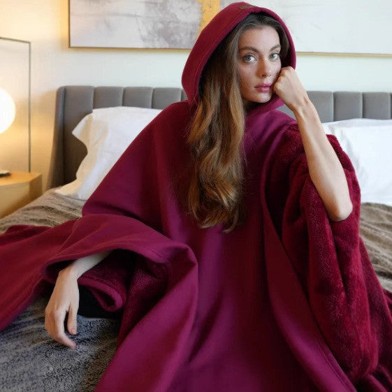 Unisex Kapuzen-Poncho-Decke mit wärmendem Fleecefutter und Oversize-Schnitt Chichicherry