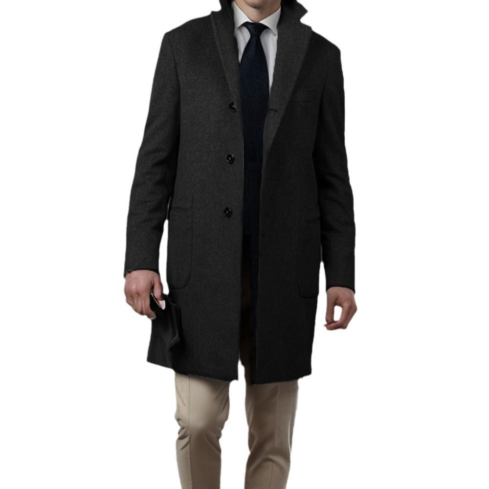 Men's Long Cut Single-Breasted Coat with Slim Silhouette Chichicherry
