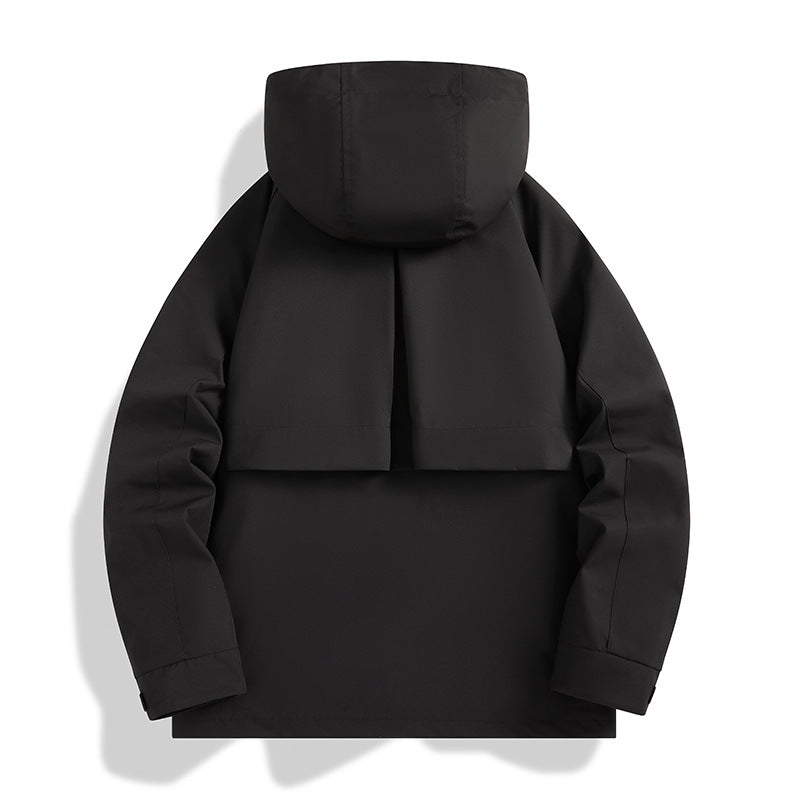 Men's Multi-layer Softshell Utility Jacket with Integrated Fleece Inner Jacket, Drawstring Hood and Multi-functional Pockets Chichicherry