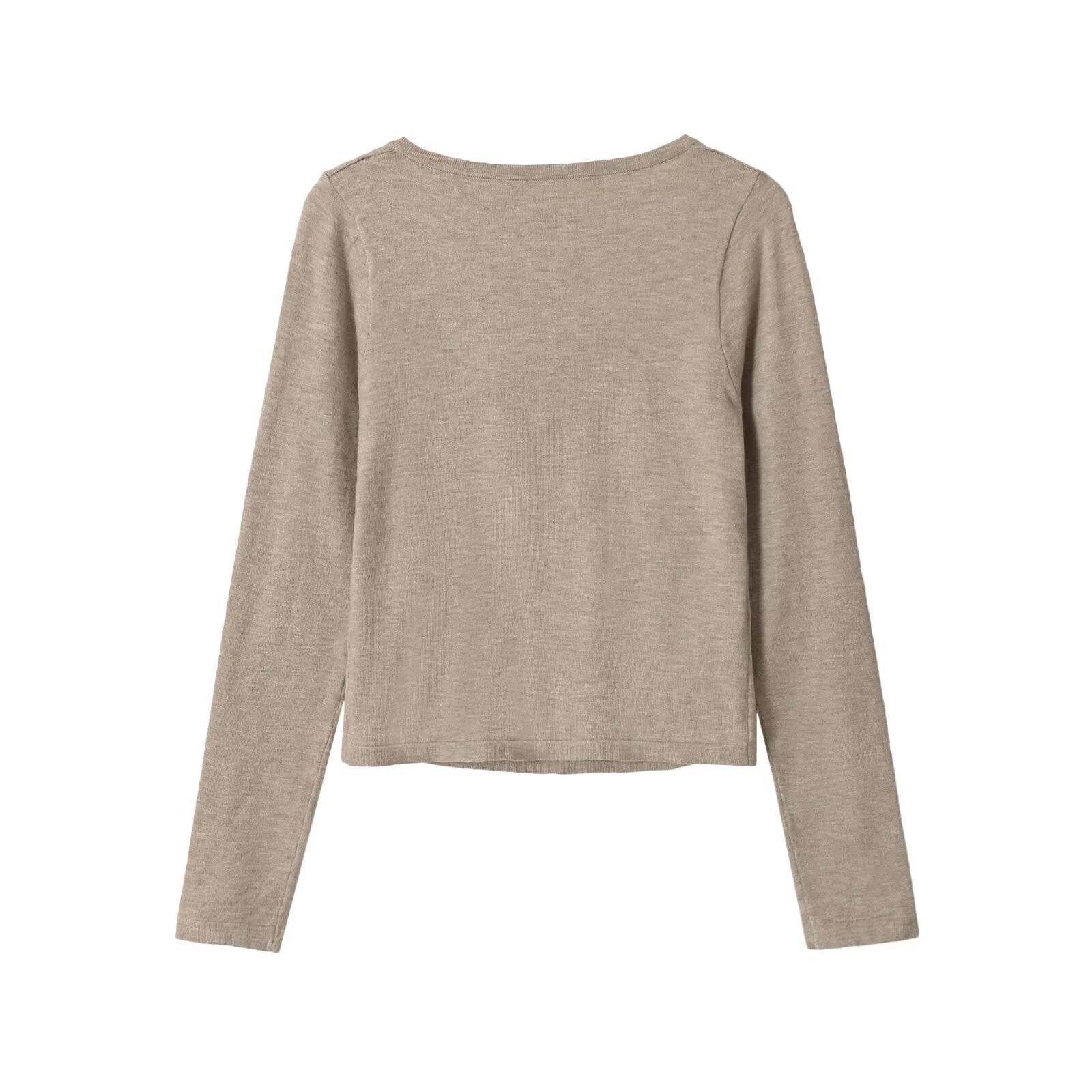 Women's short cardigan made of fine knit with V-neck, button placket, and lace insert Chichicherry