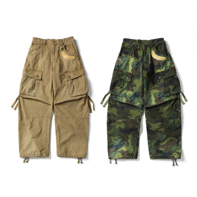 Unisex locker cut cargo pants with banana appliqué, large patch pockets and adjustable hem Chichicherry