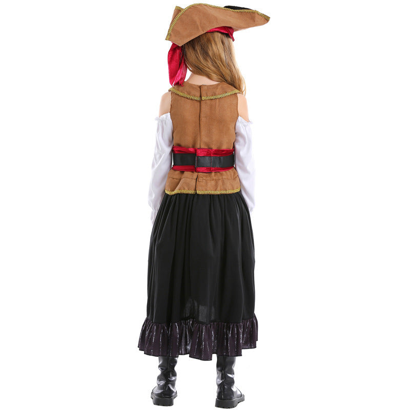 Girl Pirate Costume with Authentic Accessories and Swinging Skirt Chichicherry