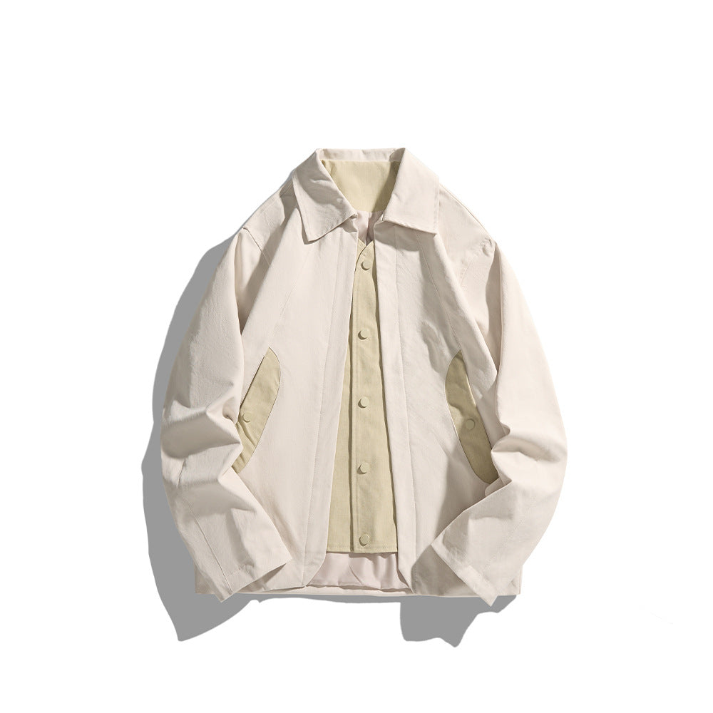 Men's lightweight casual jacket with shirt collar, snap button placket and hidden seam pockets Chichicherry