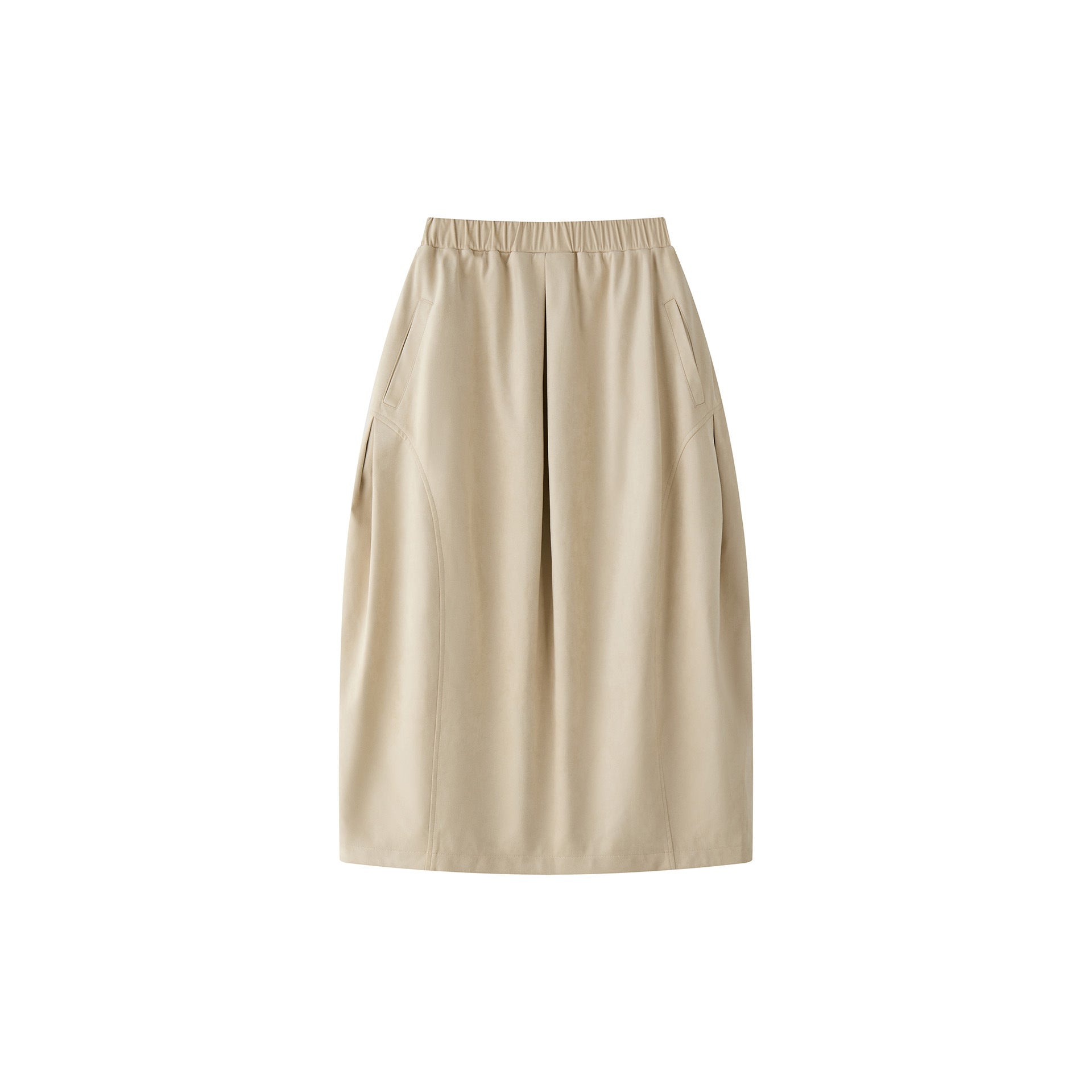 Women's midi skirt with high elastic waistband and targeted pleats Chichicherry