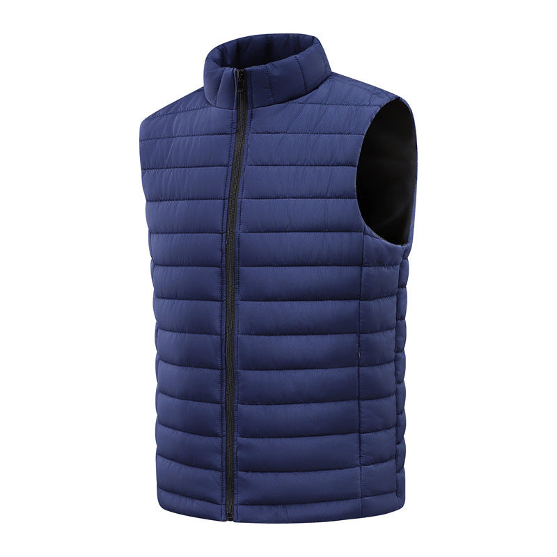 Men's lightweight quilted thermal vest with stand-up collar and full-length zipper Chichicherry