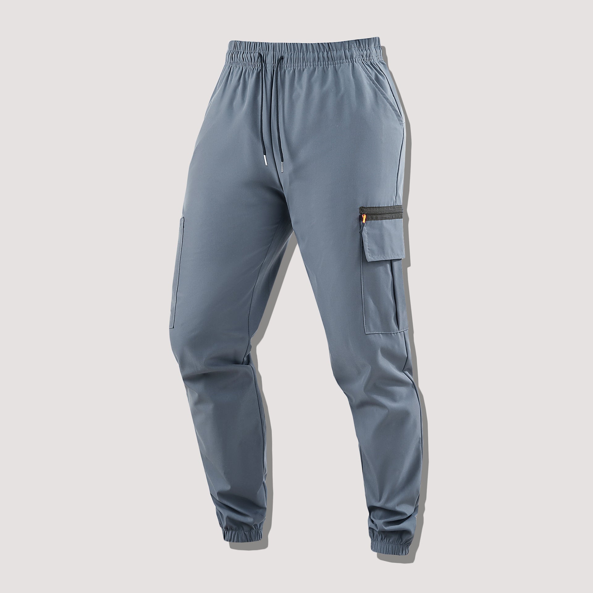 Men's Functional Cargo Jogging Pants with Zipper Pocket and Elastic Waistband Chichicherry