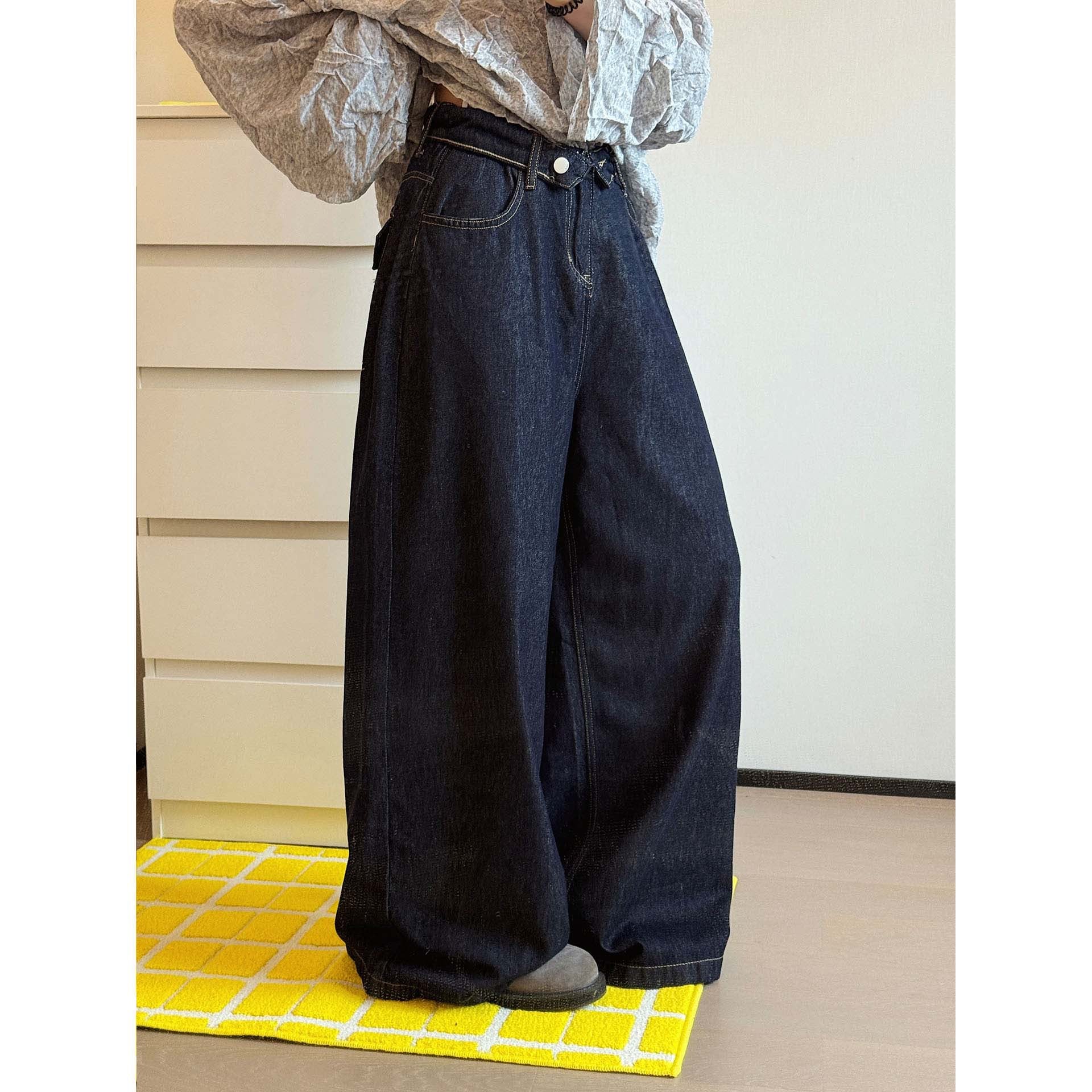 Women's Wide Denim Pants in Balloon Cut with High Waist Chichicherry