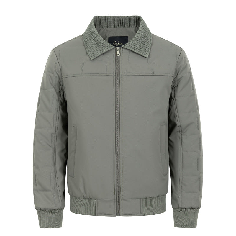 Men's Padded Bomber Jacket with Ribbed Collar Thermally Insulated and Water-Repellent Outer Shell Chichicherry