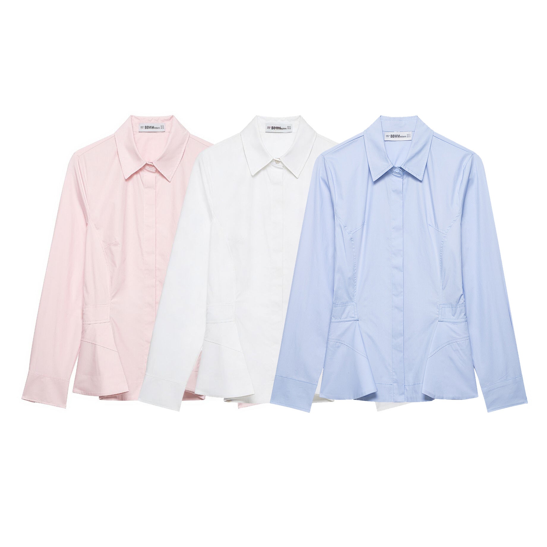 Women's Tailored Blouse Jacket with Peplum and Concealed Button Placket Chichicherry
