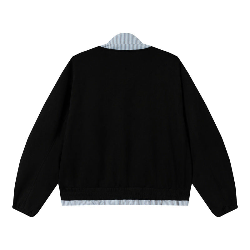 Unisex Short Cropped Boxy Blouson Jacket made of Cotton Blend with Quilted Lining and Stand-Up Collar Chichicherry