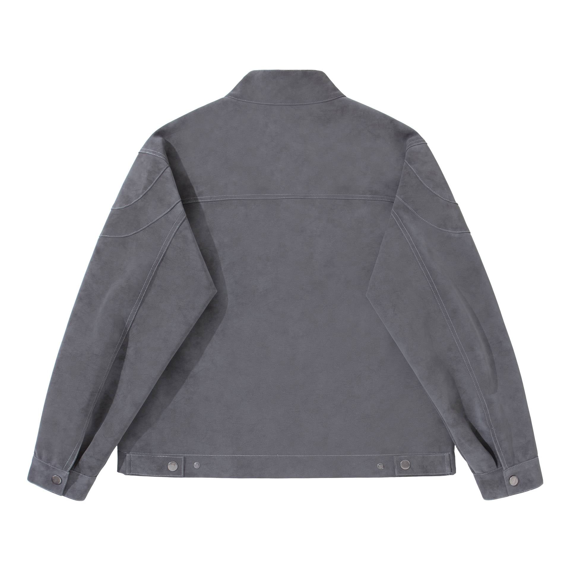Men's short blouson in suede look with stand-up collar and concealed zipper Chichicherry