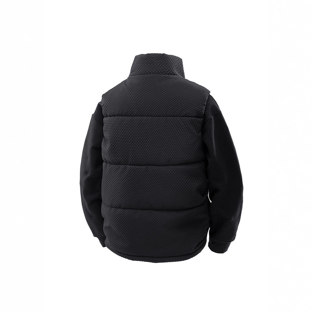 Men's Padded Quilted Vest with Utility Pockets and High Collar Chichicherry